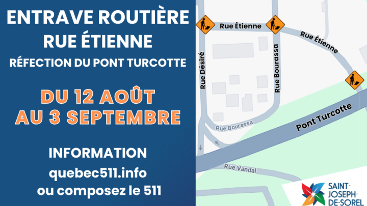 Avis d'entrave routière sur la rue Étienne