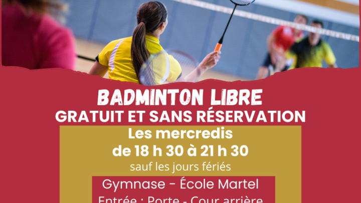 Retour du badminton libre dès le 15 janvier