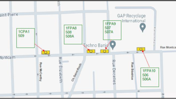 Avis d'entrave routière sur la rue Montcalm