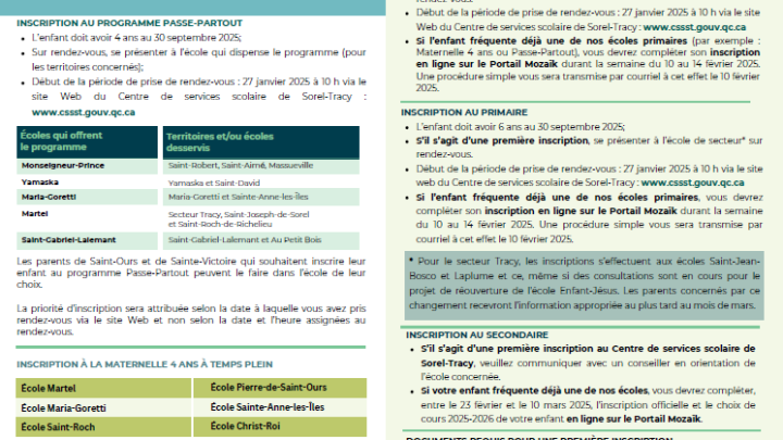 Période d'inscription prolongée - École Martel