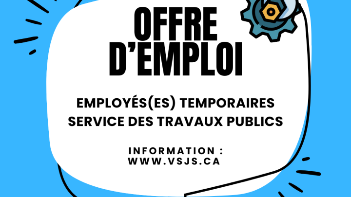 Offre d'emploi - Employés(es) temporaires au service des travaux publics
