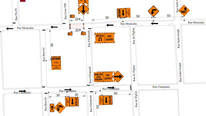 Travaux sur la rue Montcalm