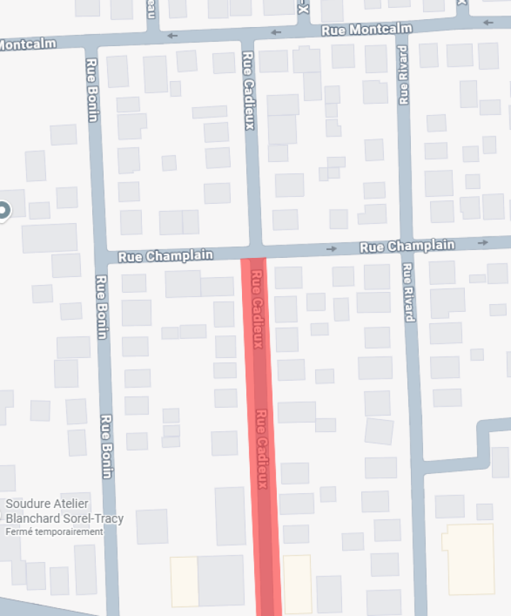 Entrave à la circulation et coupure d'eau sur la rue Cadieux le 29 avril