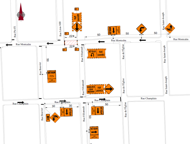 Travaux sur la rue Montcalm
