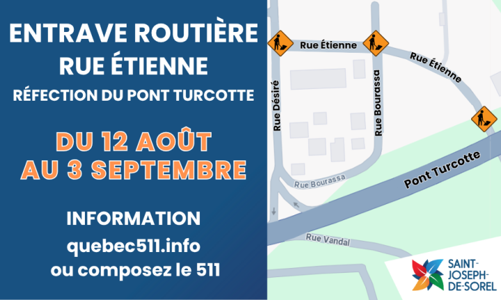 Avis d'entrave routière sur la rue Étienne