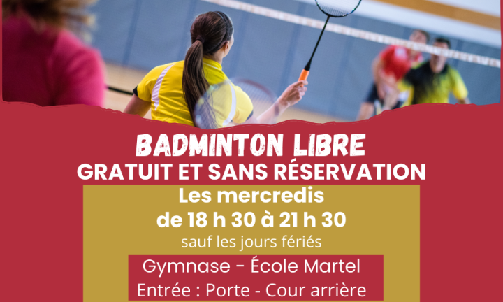 Retour du badminton libre dès le 15 janvier