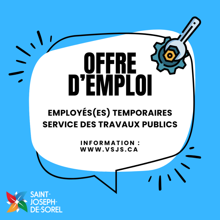 Offre d'emploi - Employés(es) temporaires au service des travaux publics